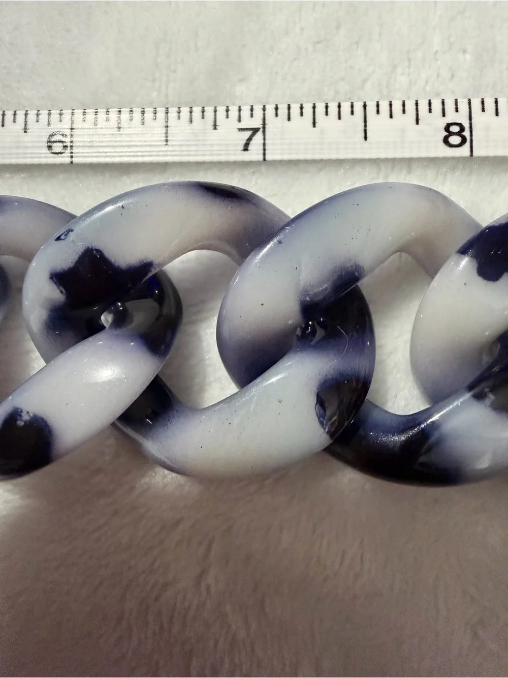 Marble Blue & Off White Chunky Resin Chain in Marble Purse Charm